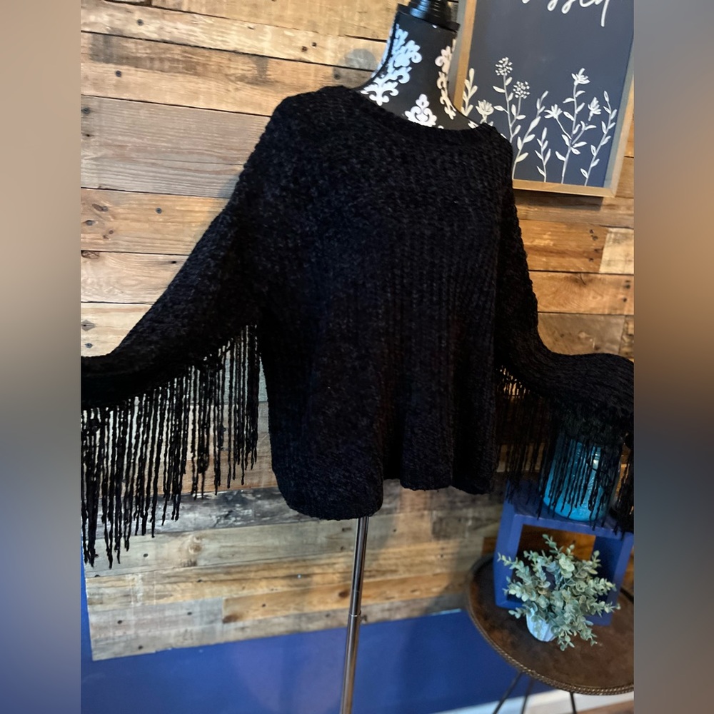 Black fringe sweater